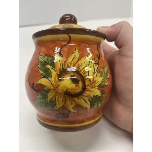 Maxcera Ceramic Rooster And Sunflower Creamer and Sugar Set - Picture 7 of 12